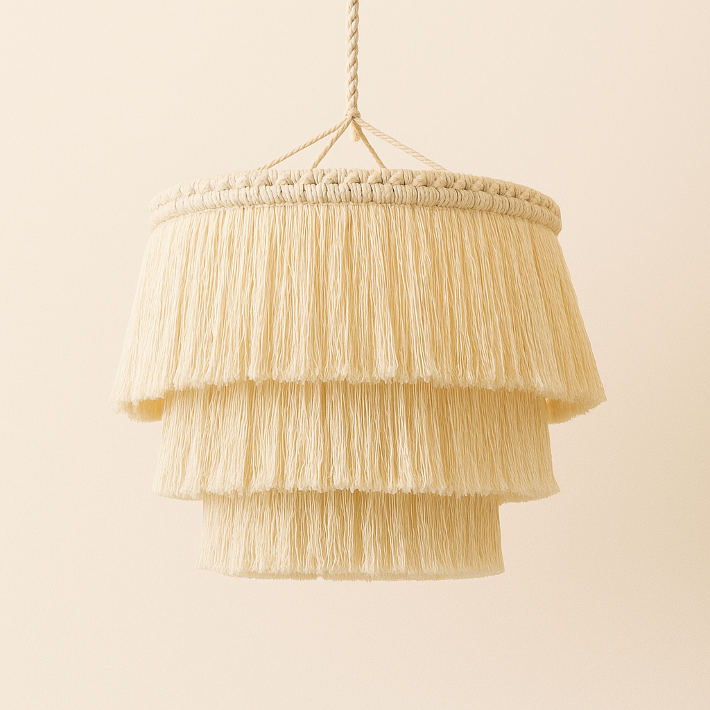 Suspension blanche en macramé - Alya