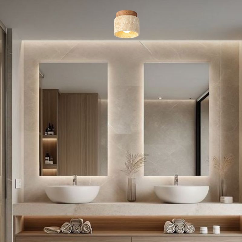 Plafonnier salle de bain en pierre - Traverto