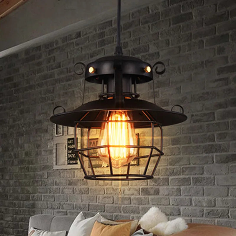 Lustre industriel noir - Danton
