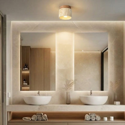 Plafonnier salle de bain en pierre - Traverto