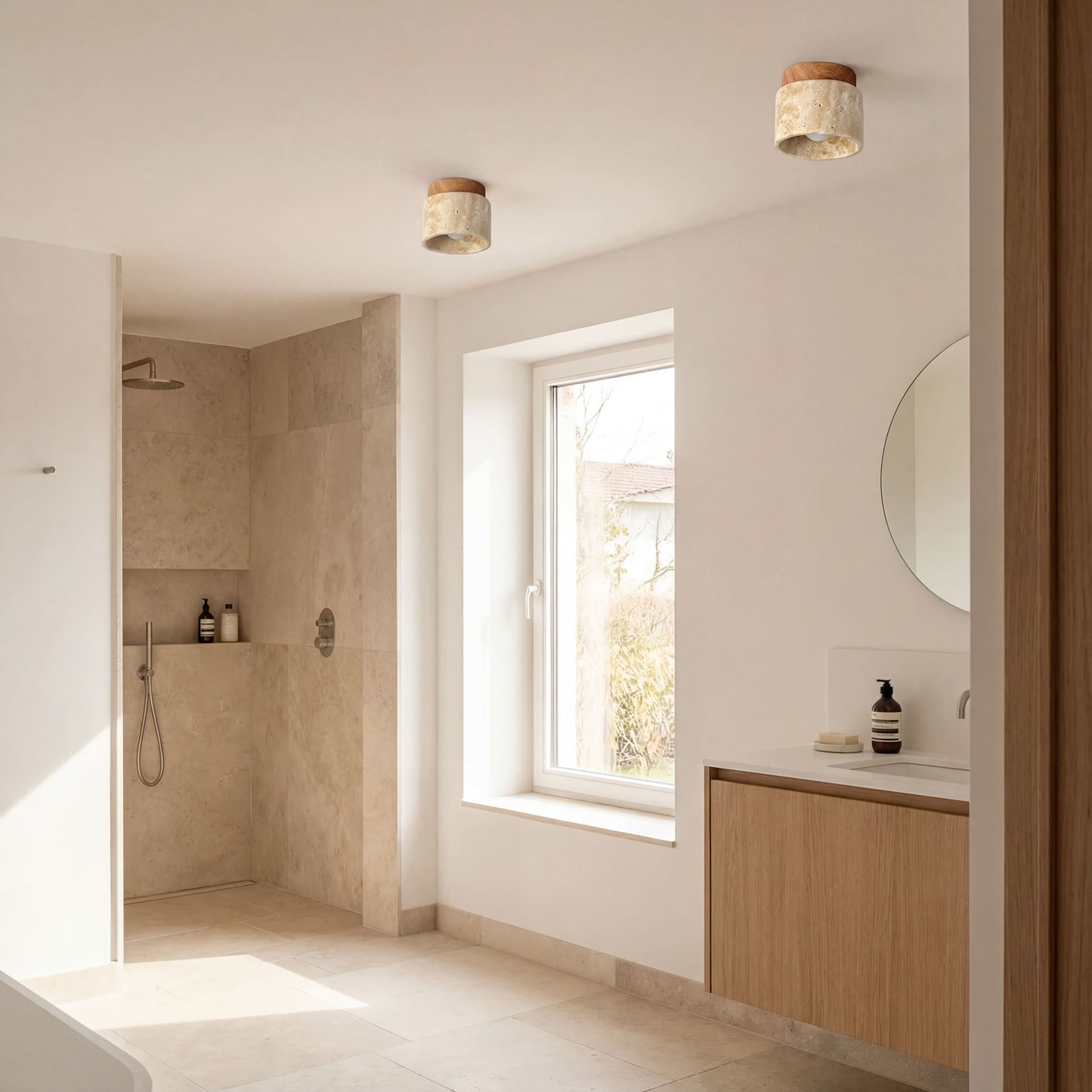 Plafonnier salle de bain en pierre - Traverto