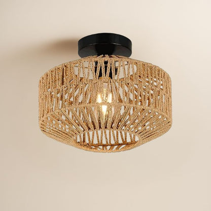 Luminaire plafonnier en rotin naturel - Elara