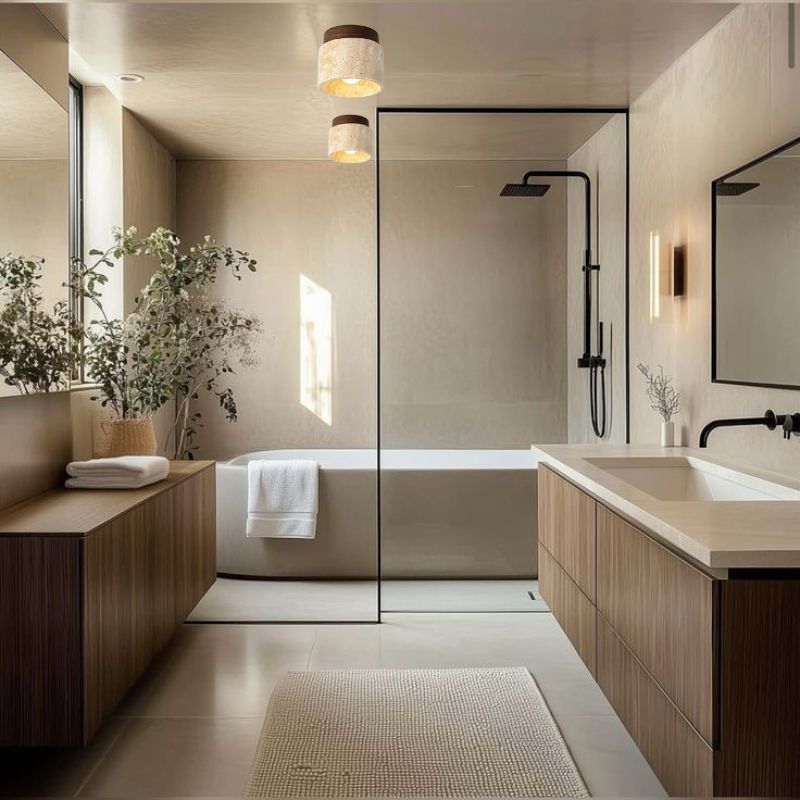 Plafonnier salle de bain en pierre - Traverto