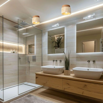 Plafonnier salle de bain en pierre - Traverto