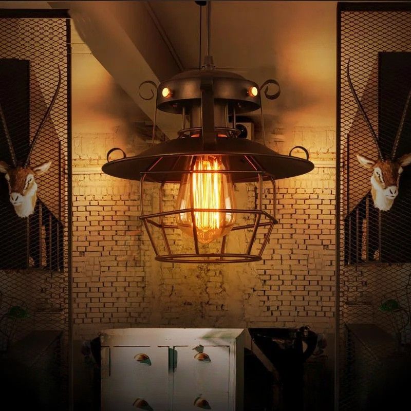 Lustre industriel noir - Danton