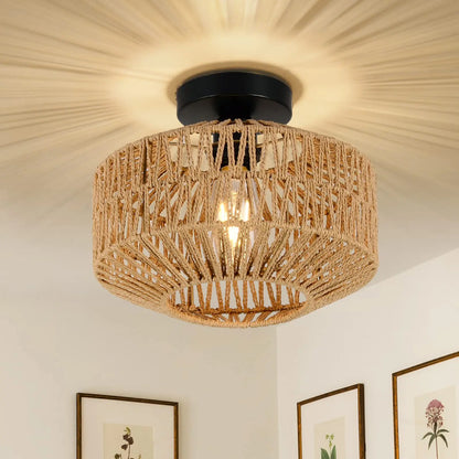 Luminaire plafonnier en rotin naturel - Elara