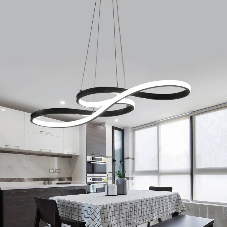 Lustre salle à manger LED aux courbes fluides - Sonella