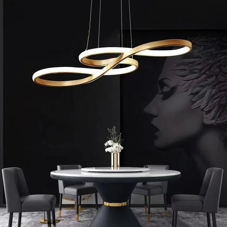 Lustre salle à manger LED aux courbes fluides - Sonella