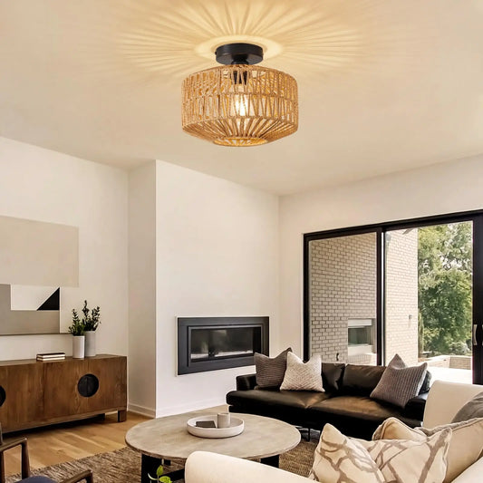 Luminaire plafonnier en rotin naturel - Elara