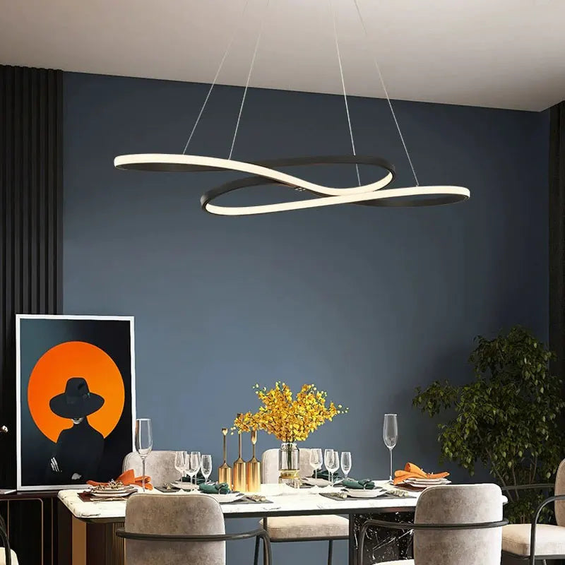 Lustre salle à manger LED aux courbes fluides - Sonella