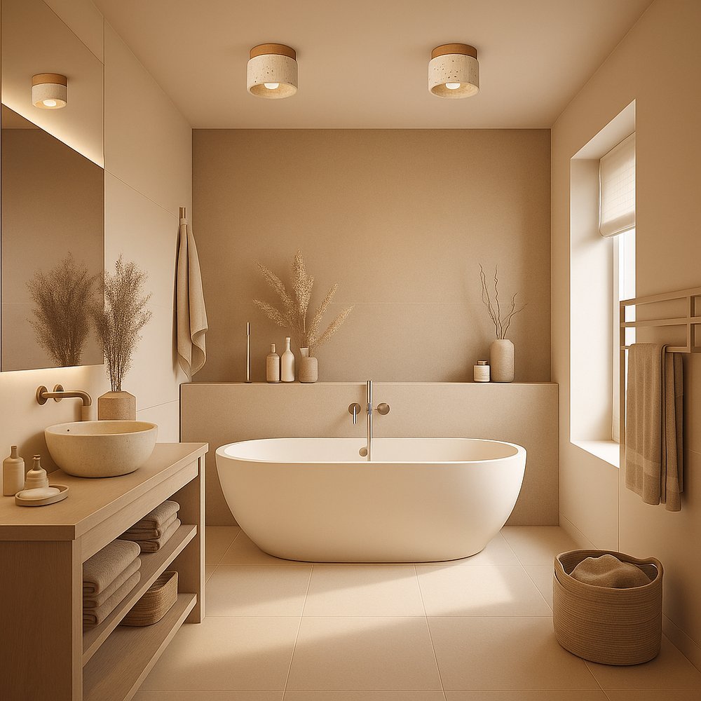 Plafonnier salle de bain en pierre - Traverto